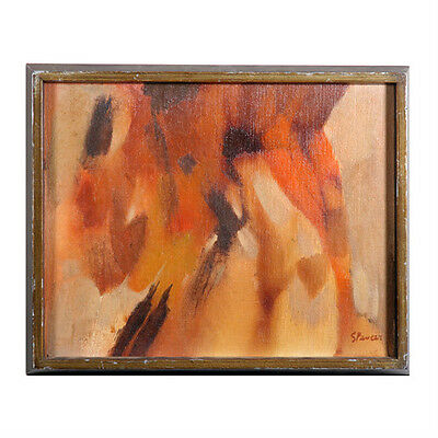 Untitled III (Abstract Browns) By Spencer Signed Oil Painting on Valbonite 11x14