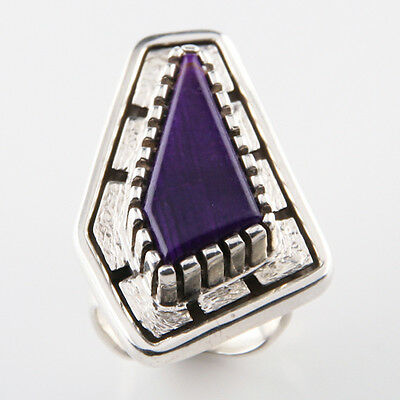 Unique Signed Silver Purple Jasper Ring