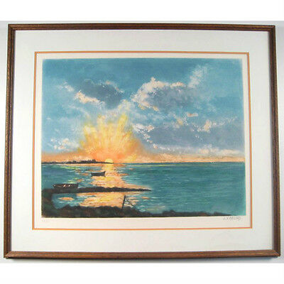 Untitled (Seascape at Sunset) By L.X. Maccard Signed Aquatint Etching LE #49/750