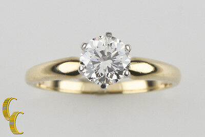 1.01 Carat Round Diamond Solitaire 18k Yellow Gold Engagement Ring Size 6.25