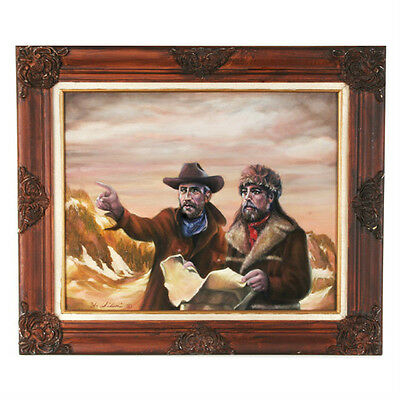 Untitled (2 Men With a Map) By Anthony Sidoni Signed Oil Painting 22"x26"