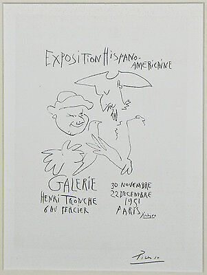 "Exposition Hispano-Americaine" by Picasso Signed Lithograph 10"x7"