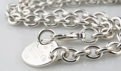 Tiffany & Co. Sterling Silver "Return to" Oval Tag Necklace 15.5" Retails $425