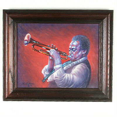 "Miles Davis" By Anthony Sidoni 2001 Signed Oil Painting 15 1/2"x18"