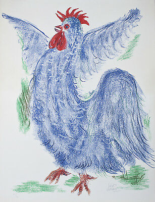 "Rooster" By Reuven Rubin Signed Limited Edition #41/100 Lithograph on Paper