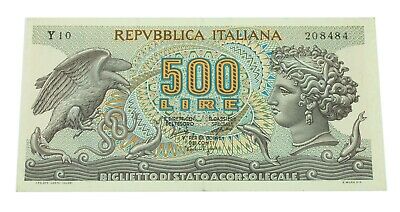 1966 Italy 500 Lire Note (XF, Extra Fine) P# 93a