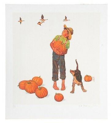 "Autumn's Harvest" by Norman Rockwell Lithograph on Arches Paper Ettinger Inc.
