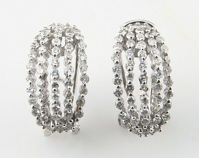 14k White Gold Ladies Diamond Earrings Omega Backs TDW = 0.85 ct Retail = $2,660