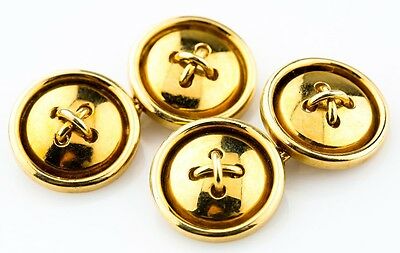 18k Yellow Gold Vintage Button-Style Cufflinks Engraved 750 5H