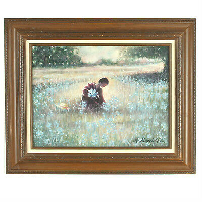 "Young Flower Picker" By Anthony Sidoni 2002 Signed Oil Painting 18"x22"