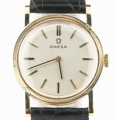 Vintage Omega 14k Yellow Gold Hand-Winding Mechanical Watch w/ Leather Strap