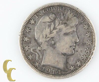1914-S Barber Half Dollar (Very Fine, VF) San Francisco Silver 1/2 $ 50c KM-116