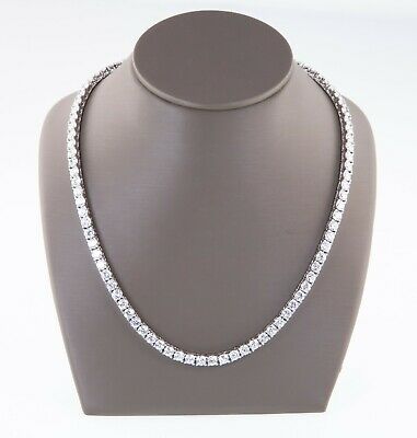 18.00ct t.w. CZ Tennis Necklace Set In Rhodium Plated Sterling Silver 16"