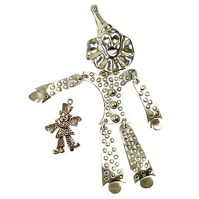 MEXICO STERLING SILVER LARGE MOBILE CLOWN BROOCH & SMALL MOBILE CLOWN PENDANT