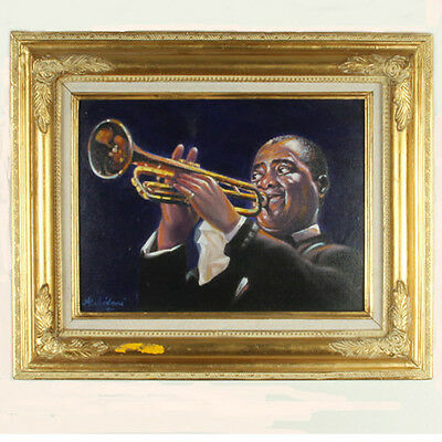 "Louis 'Satchmo' Armstrong" By Anthony Sidoni Signed Oil on Canvas 18 1/2x22 1/4