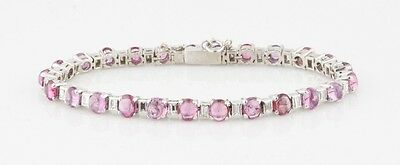 2.75 carat Diamond & Ruby Cabochon Platinum Link Bracelet 7.25"