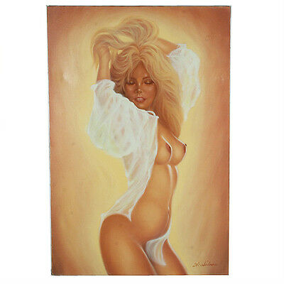 Untitled (Woman with Open White Blouse) By Anthony Sidoni Oil on Canvas 36"x24"