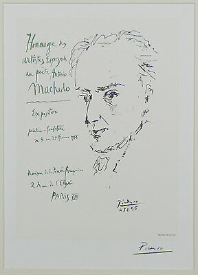 "Hommage au Poete Anotnio Machado" by Picasso Signed Lithograph 9"x6 1/2"