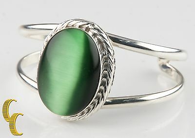 Ladie's Sterling Silver .925 Mexico Cat's Eye Cuff Bracelet Beautiful Gift!
