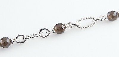 Judith Ripka Sterling Silver Chain Toggle Necklace w/ Smoky Quartz Beads 22"