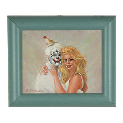 "Clowns Love Pretty Girls" By Anthony Sidoni 1999 Signed Oil Painting 11"x13"