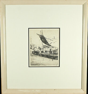 Philip Kappel Signed Boat Etching Framed 23 1/2"x21 1/2"