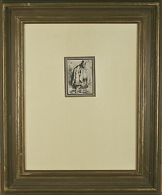 "Stout Man in a Large Cloak" Rembrandt Restrike Etching Framed 23"x19 1/2"