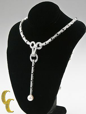 Cartier Diamond and Pearl Agrafe 18k White Gold Rare Vintage Necklace/ Pendant