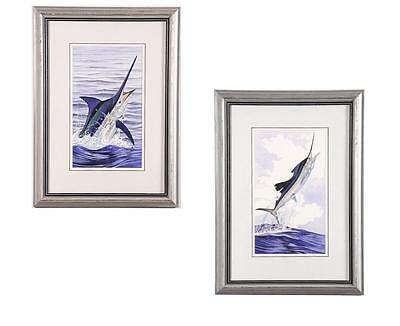 Guy Harvey Lot of 2 Framed Watercolor Marlin Paintings, Signed in Ink, 19" x 14"