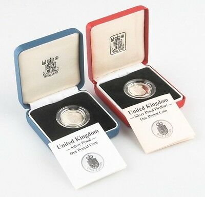 1988 Great Britain Silver 1 Pound Lot (2) Proof & Piedfort w/ CoA Box KM-954a P8