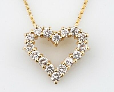 1.20 carat Diamond Heart 14k Yellow Gold Pendant 16 inch Necklace