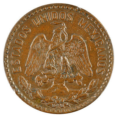 Mexico 1915 2 Centavos Almost Uncirculated Mexican Bronze Coin AU