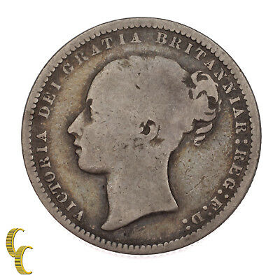 1871 Great Britain Shilling Silver Coin Die# 36, Fine Condition KM# 734.2