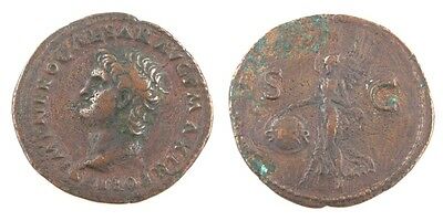 54-68 Roman Imperial AE As VF Nero Victory SPQR SC Rome Copper Coin S-1976