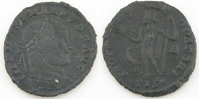 309-313 AD Roman AE Follis Coin VF-XF Maximinus II Daia Jupiter Eagle RIC-233