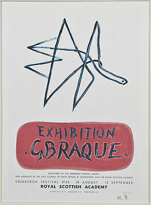 "Exhibition G. Braque 1956" by Georges Braque Signed Lithograph 10"x7"