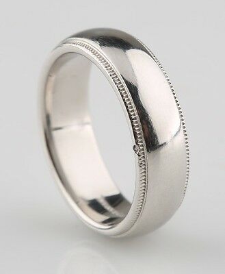 Tiffany & Co Mens Platinum Milgrain Wedding Band Ring 6mm Size 7.5 Retired Piece