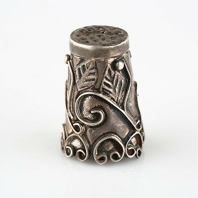 Vintage Mexico Sterling Silver Thimble with Delicate Filigree and Etching
