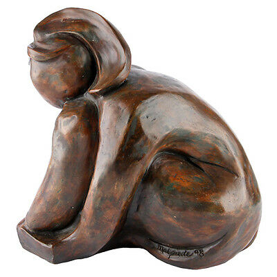 Seated Woman by Donna Malpiede 1998 Bronze-Colored Sculpture 11 1/2" x 7 1/2"