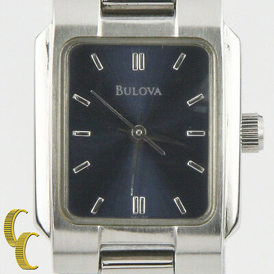 Bulova Woman's Stainless Steel Quartz Watch w/ Satin Blue Dial 1999