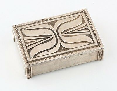 Kenneth Begay Signed Navajo Sterling Silver Cigarette Box White Hogan Vintage