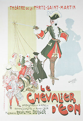 "Le Chevalier d'Eon" By Clerice French Poster Lithograph on Paper 37"x26"