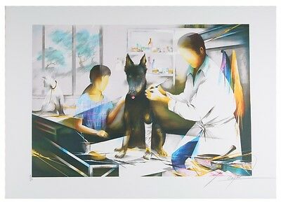 "The Vet" by Raymond Poulet Signed Lithograph LE of 250 21 1/8" x 29 1/2" w/ CoA