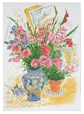 "FLOWERS" BY IRA MOSKOWITZ SIGNED LITHOGRAPH LE OF 200 W/ CoA 29.75 X 21.5