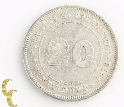 1878 Straits Settlements 20 Cents (Very Fine+, VF+) Silver 20c Twenty KM-12