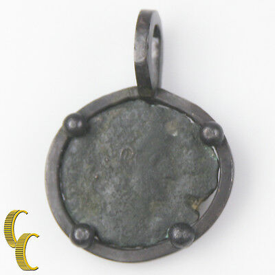 ANCIENT ROMAN COIN IN SILVER ANTIQUED BEZEL PENDANT 2.8 grams