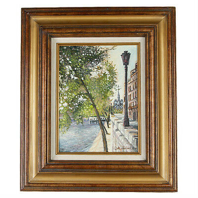 "Along The River Siene" By Anthony Sidoni 1994 Signed Oil on Canvas 20"x17"