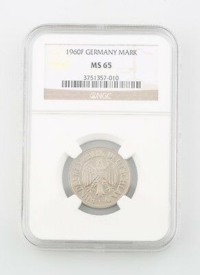 1960-F West Germany Federal Republic 1 Mark Coin Slabbed MS-65 NGC KM 110 Mint