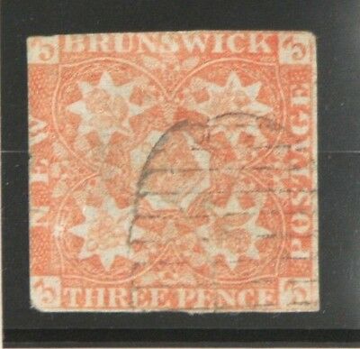 1851 New Brunswick Three Pence Stamp, Red, Scott #1