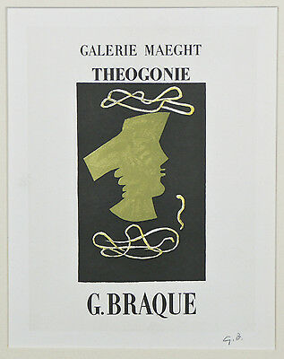 "Theogonie" by Georges Braque Signed Lithograph 10 1/2"x8"